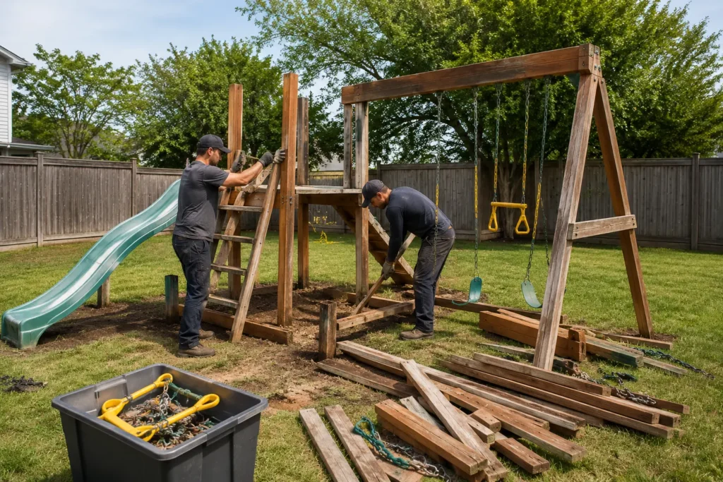swing set and playset removal services in essex county